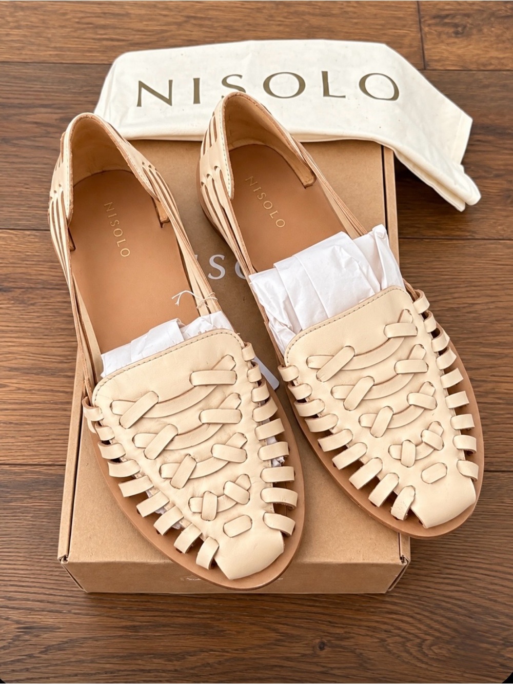 NWT Nisolo Women’s Huarache Sandals – Bone – Size 9